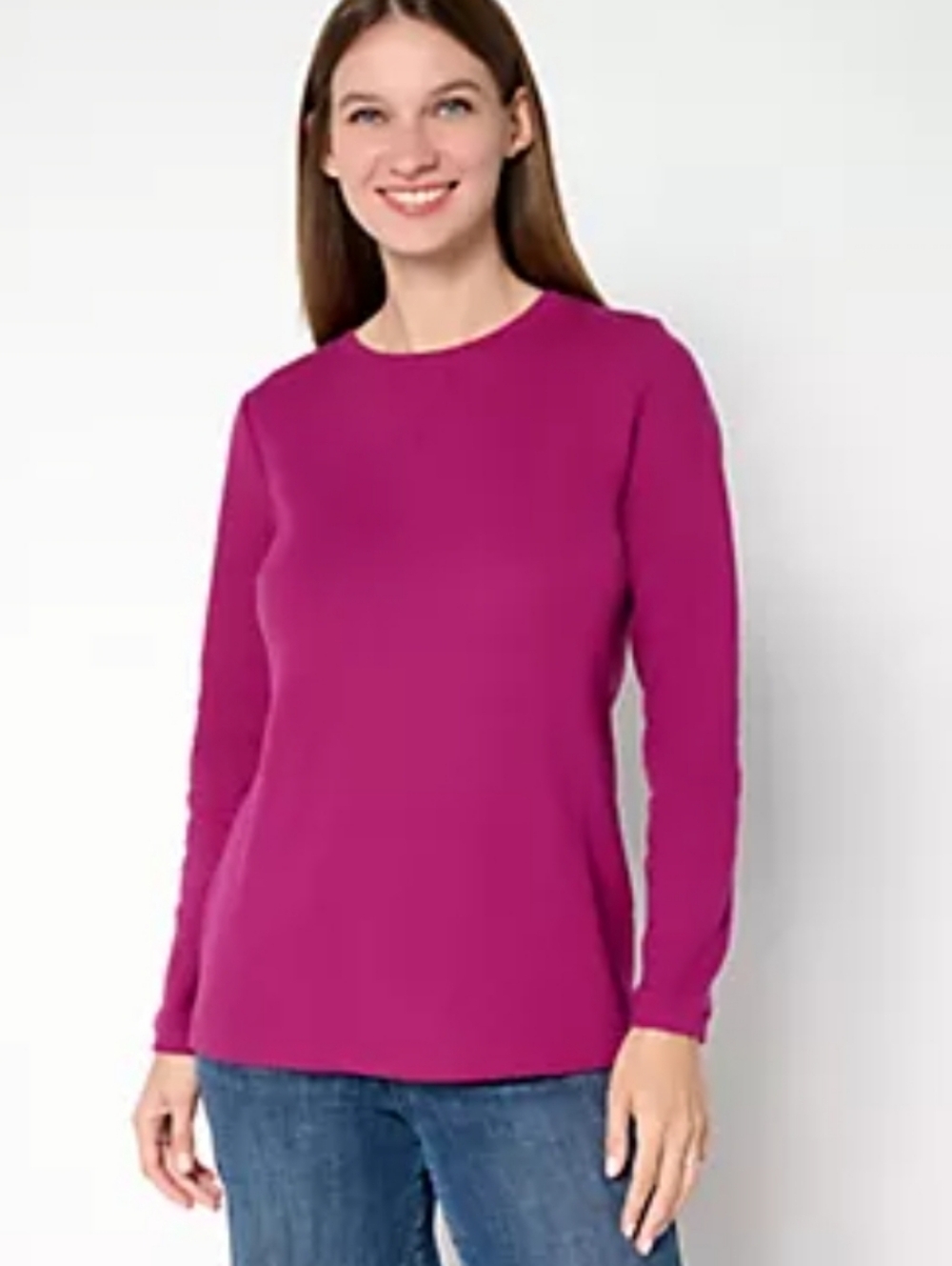 Denim & Co. Essentials Waffle Knit Thermal Top Berry Small NWOT